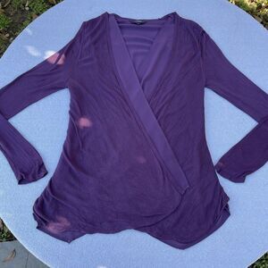 Simply Vera Cardigan Sweater Women's Size XL Purple Rayon Long Sleeve Open